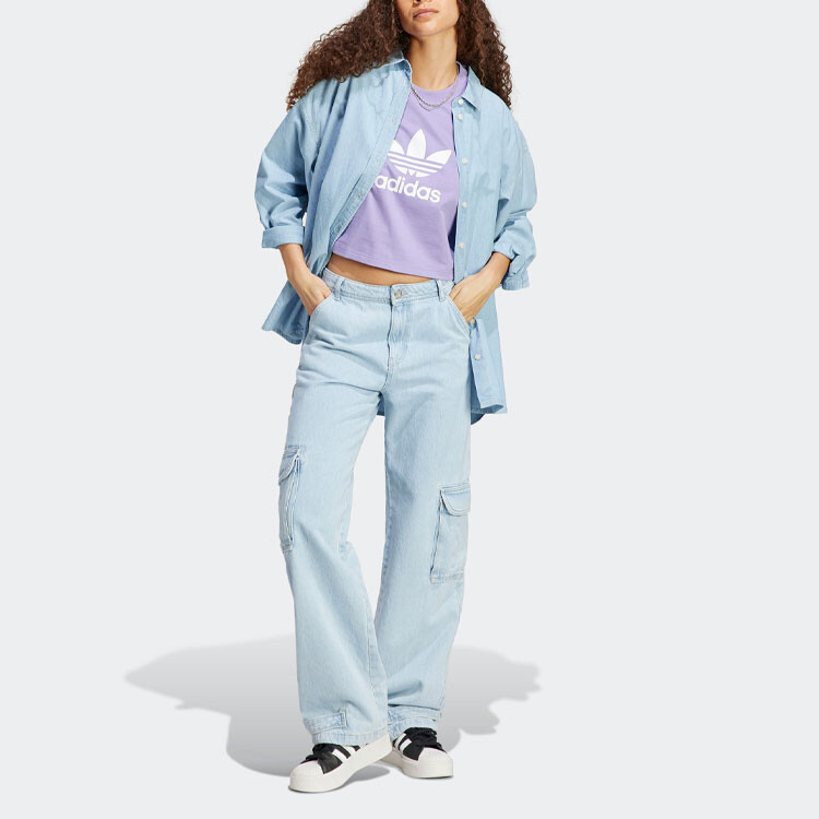 Adicolor Classics Короткая футболка с трилистником «Magic Lilac» Adidas Originals — фото 4