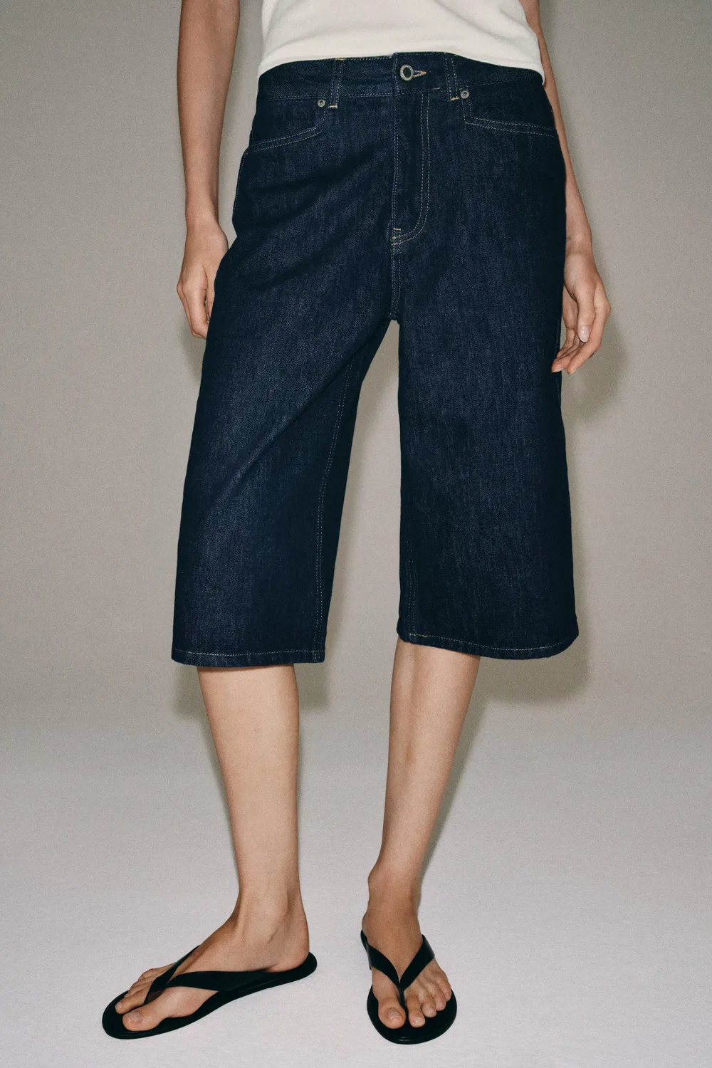 Джинсовые шорты-бермуды средней посадки из коллекции ZW ZARA, Blue — фото 2