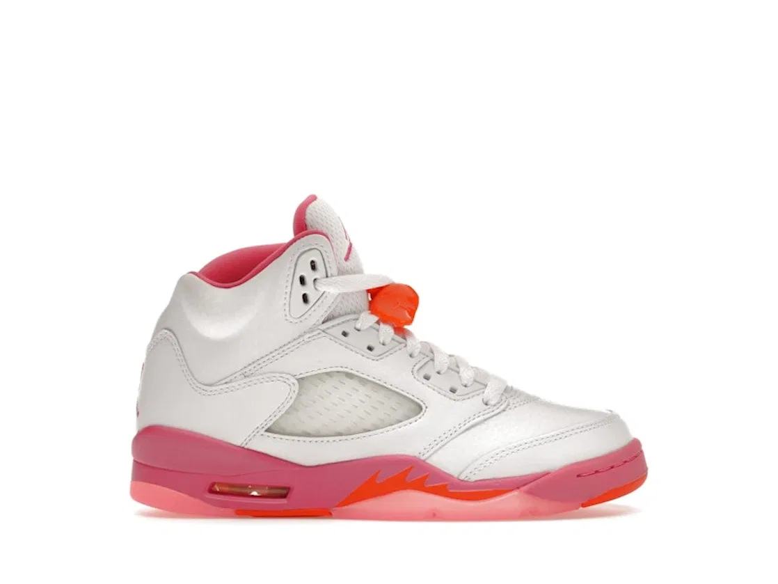 Детские кроссовки Lifestyle с принтом Jordan 5 Retro Jordan, White/Pinksicle/Safety Orange