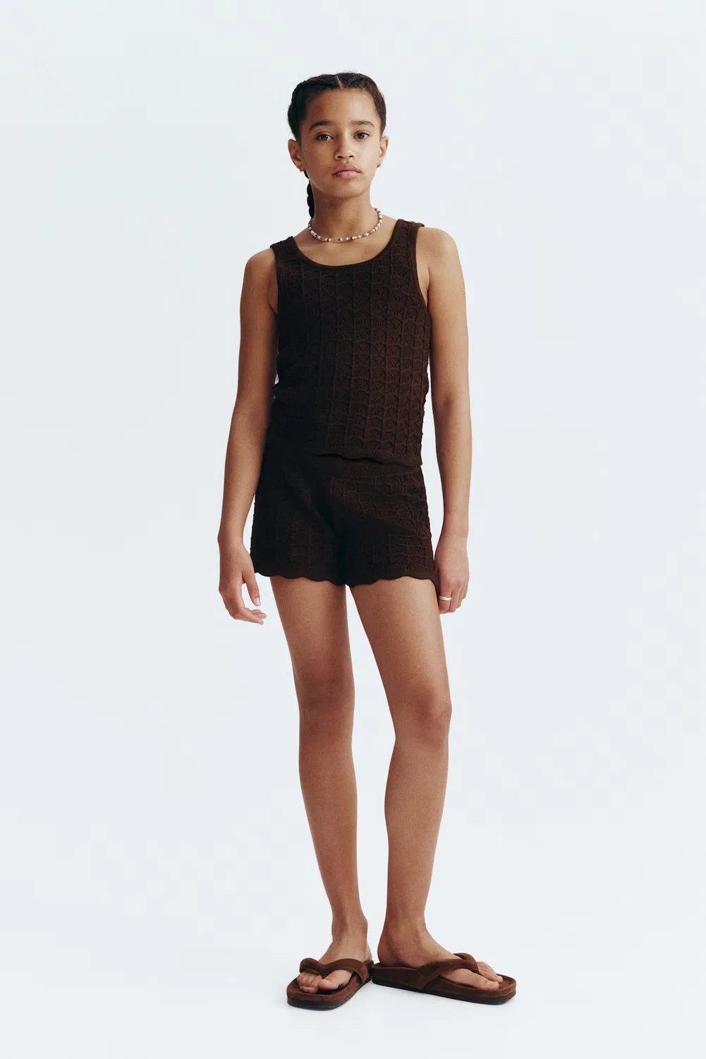 Шорты из ажурной вязки H&M, Dunkelbraun