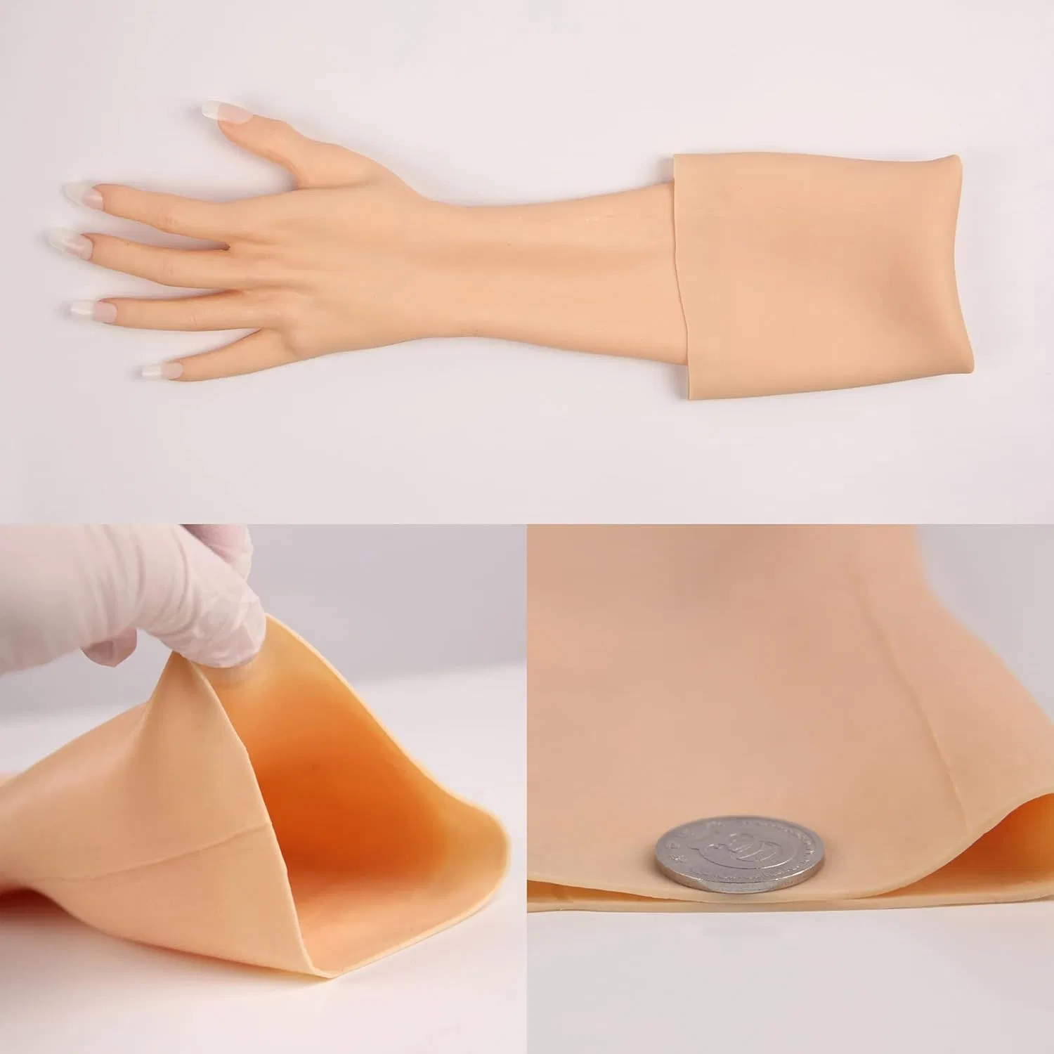 Силиконовые перчатки для косплея, JuZi Store, 1 пара, 60 см, Brown Skin — фото 2