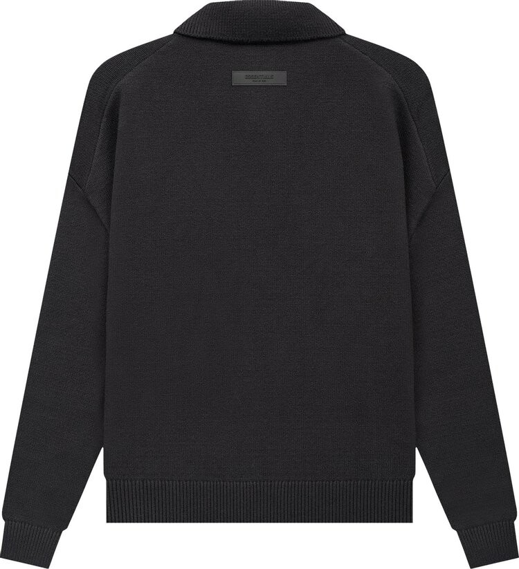 Лонгслив Fear of God Essentials Knit Long-Sleeve Polo 'Iron', черный — фото 3