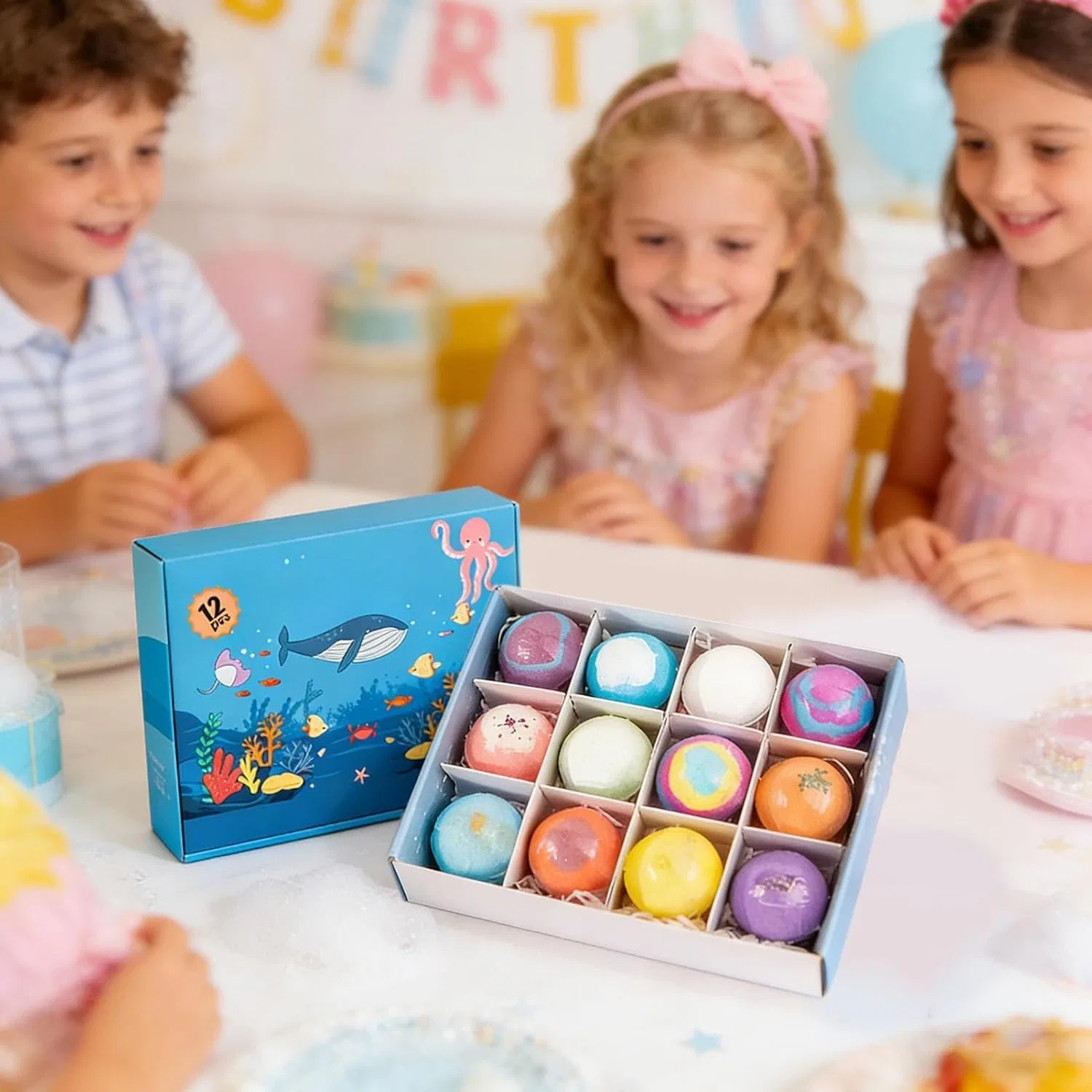 Бомбочка для ванны с сюрпризом, 12 штук, 50 г каждая, мультиколор Genérico — фото 2