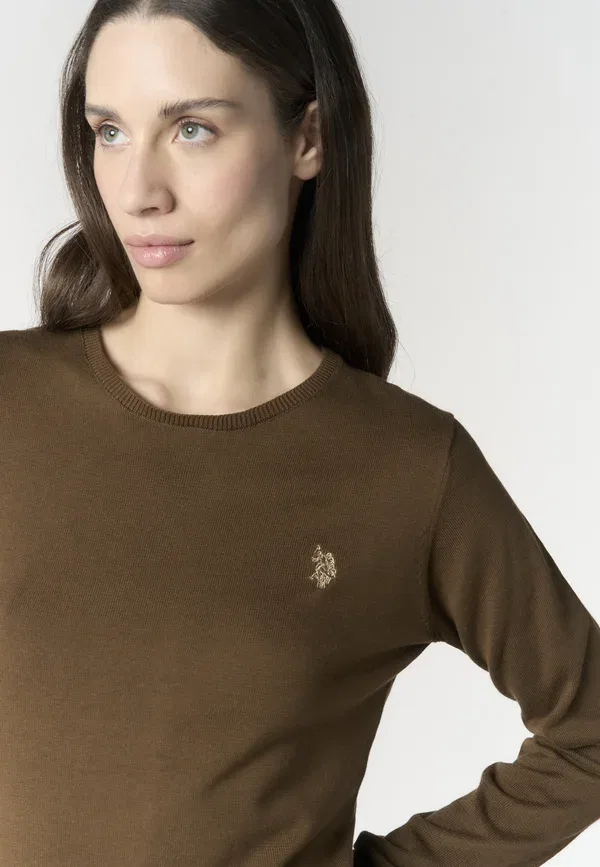 Джемпер из хлопка Jumper U.S. Polo Assn., Marrone, коричневый — фото 4