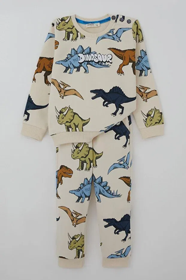 Детский спортивный комплект для мальчиков с принтом Roaring Powerful Dinosaurs Breeze, Nude Color