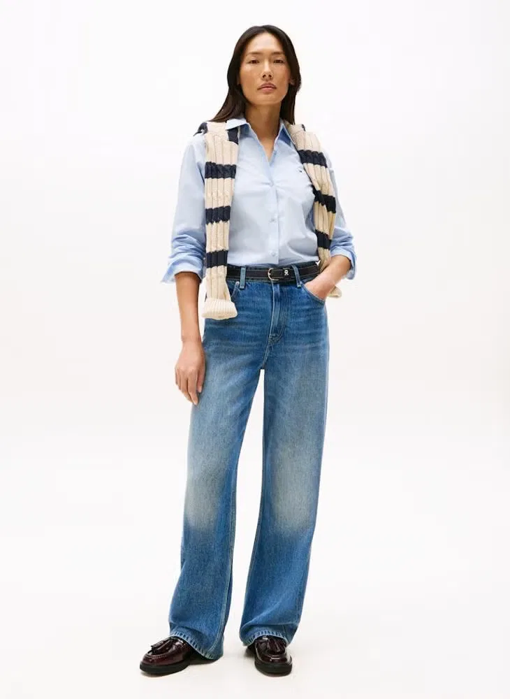 Рубашка с вышивкой флага хлопковая Regular fit Tommy Hilfiger, синий — фото 3