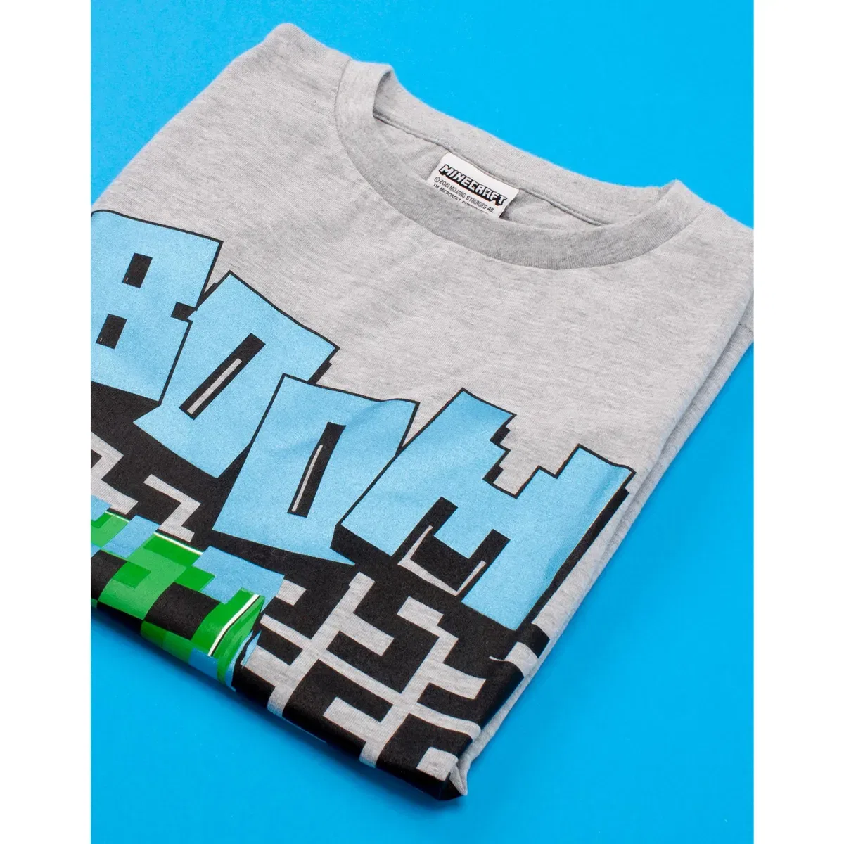 Футболка с принтом Creeper TNT Boom Placement Minecraft, Grey — фото 4