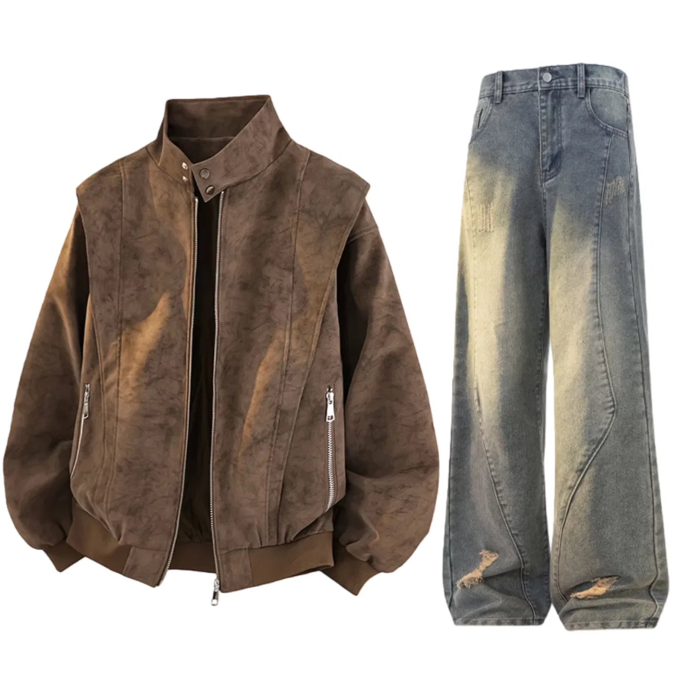Детский спортивный комплект с воротником-стойкой Casual Sportswear GWAF, Coffee/Yellow