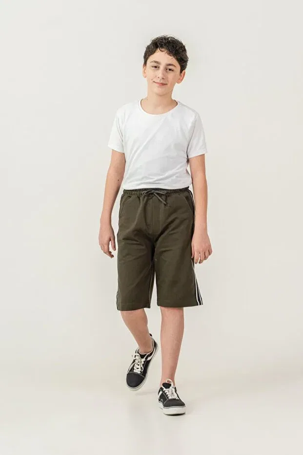 Детские шорты для мальчиков с боковыми полосками Mışıl Kids, Khaki