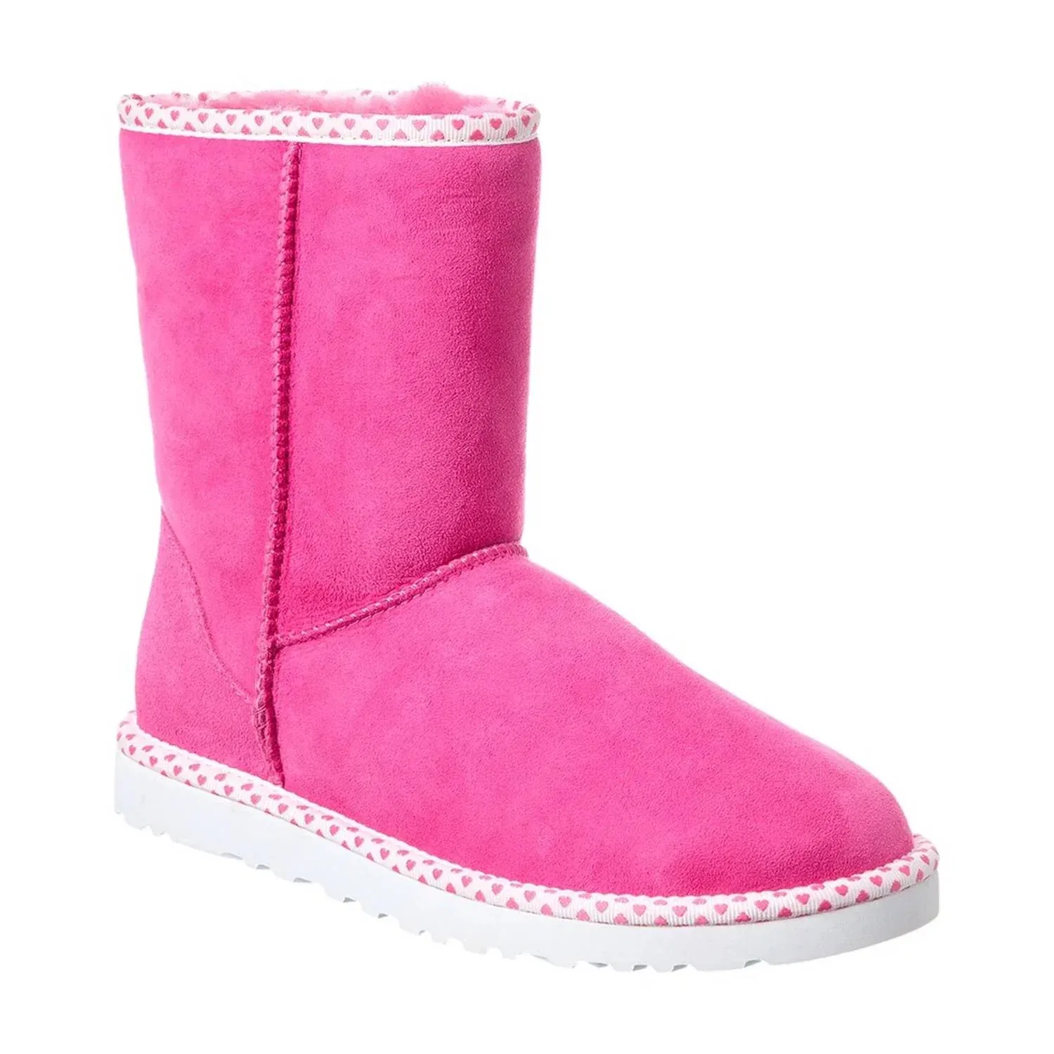 Детские классические зимние ботинки на мягкой подкладке с сердечками Classic Short Hearts UGG, Fuchsia