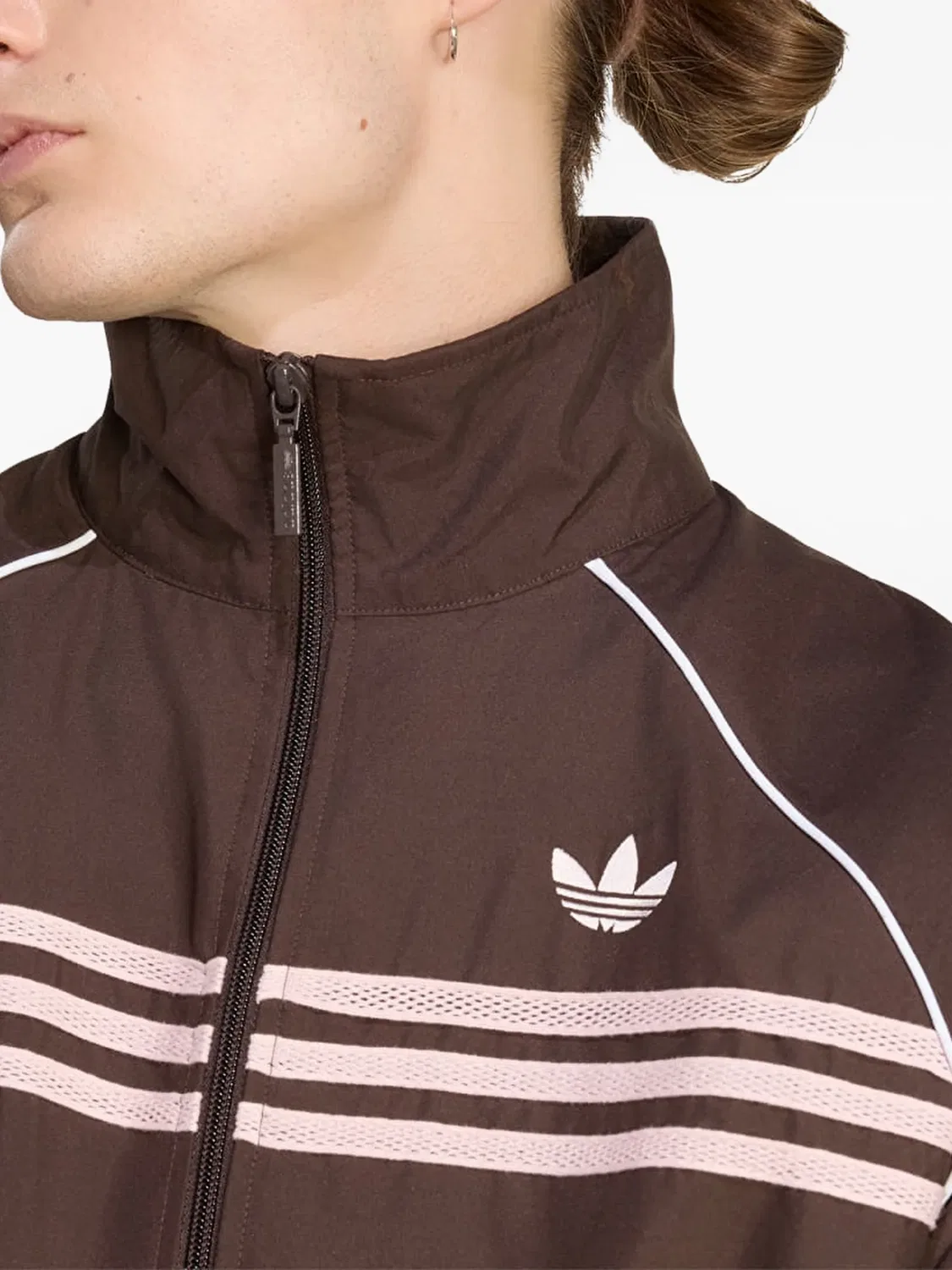 Спортивная куртка в коричневую полоску Adidas, коричневый — фото 2