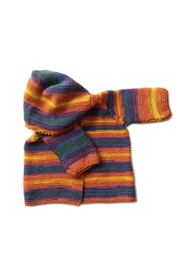 Детский кардиган с капюшоном с принтом Hand Knitted Wooden Bead Buttoned Hooded Baby/Child Cardigan Pafuli, Colored — фото 3