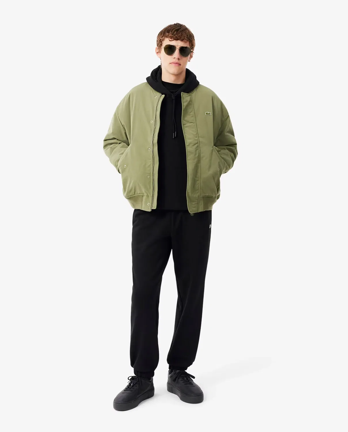 Мужская худи Lacoste с капюшоном из футера, Negro — фото 4