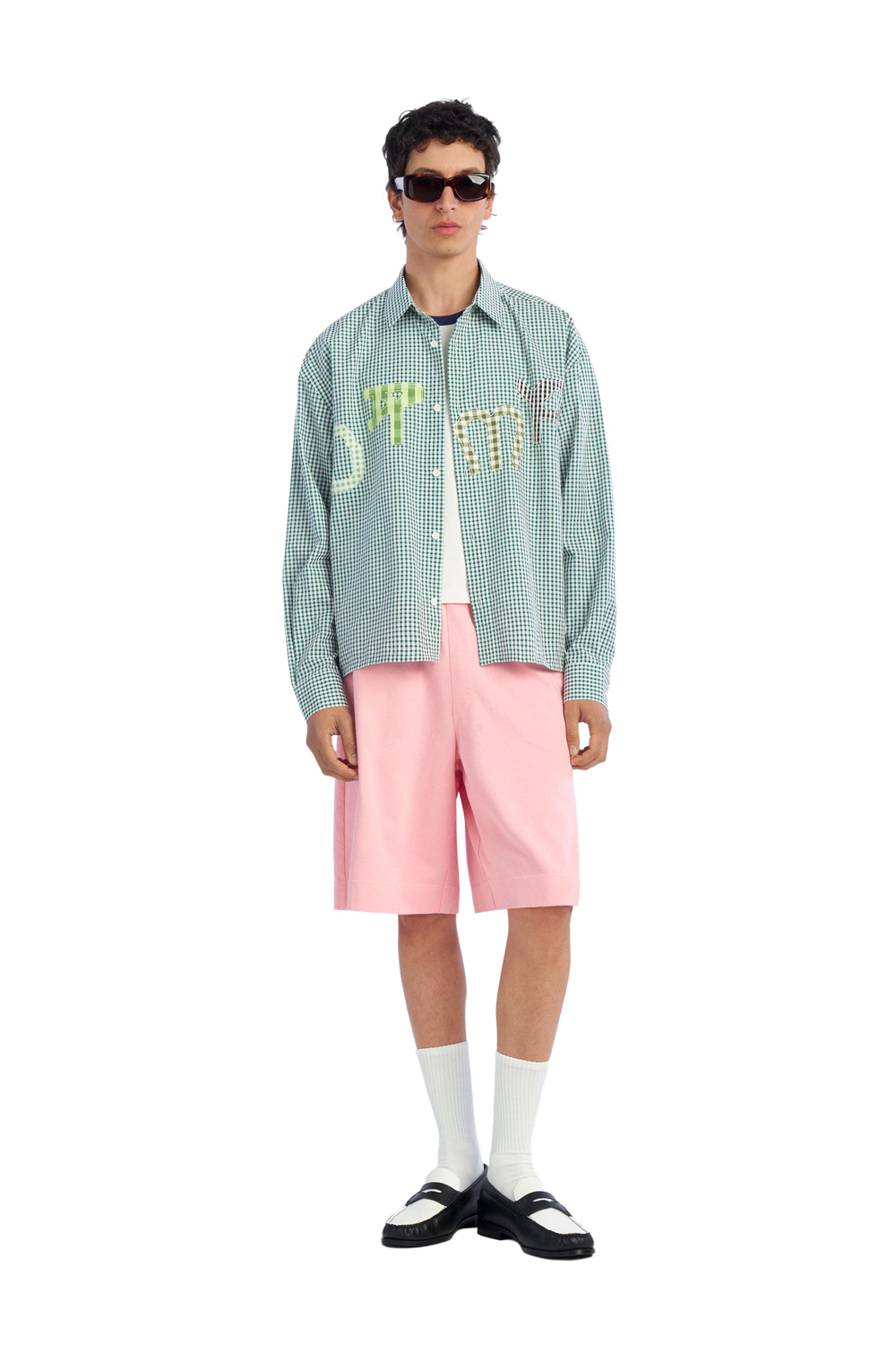 Рубашка Zara Benito Antonio Collection Check With Dtmf Patches, зеленый/белый