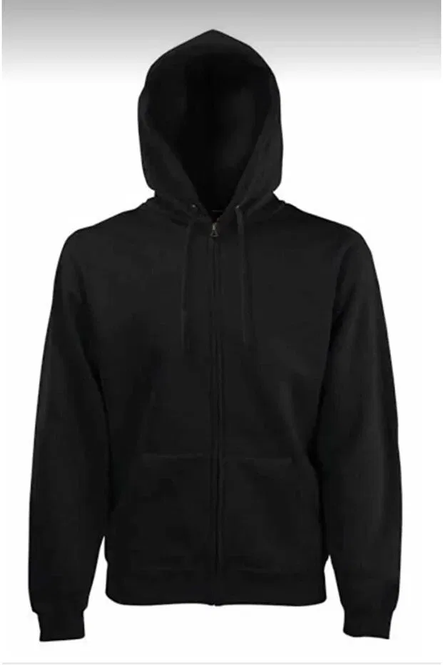 Детское худи для девочек с капюшоном Unisex black navy blue hooded zippered single color winter sweat (with ruffle inside) Generic Brands, Black
