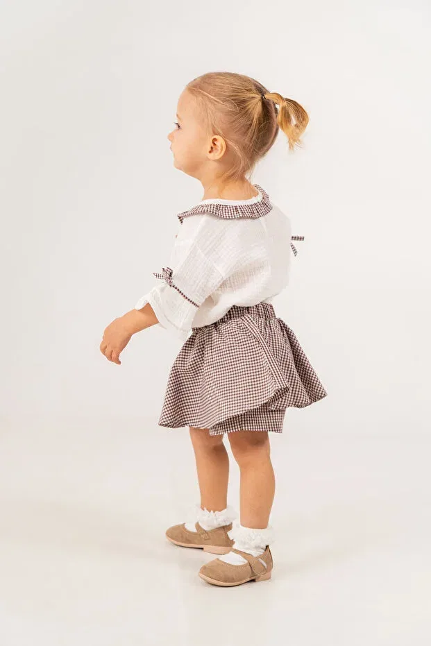 Детский комплект для девочек с колокольчиковым рукавом Glam Jnf Kids, Brown — фото 3