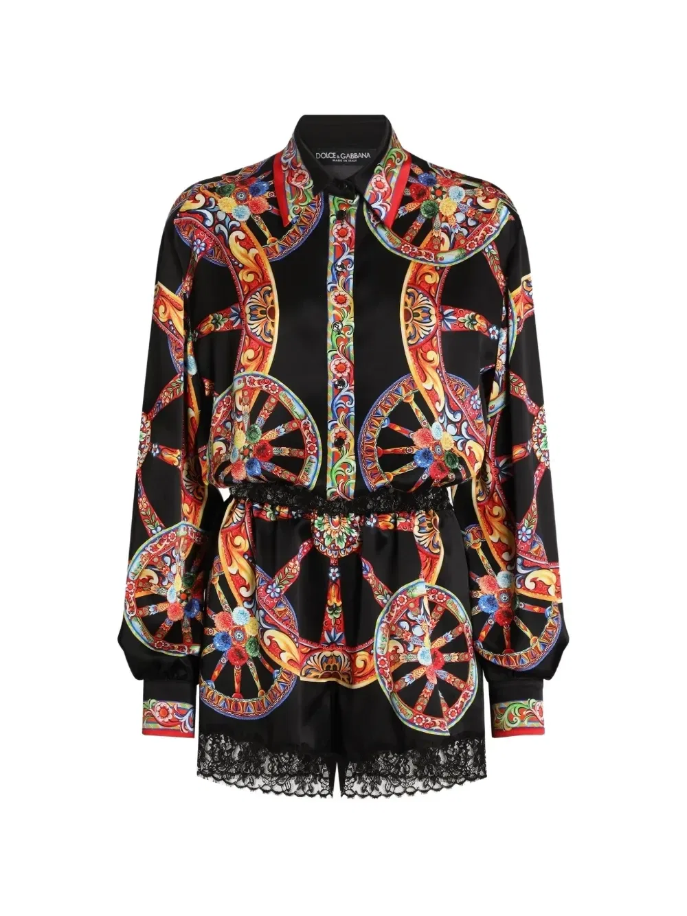 Легкий комбинезон с принтом Carretto Dolce & Gabbana, черный