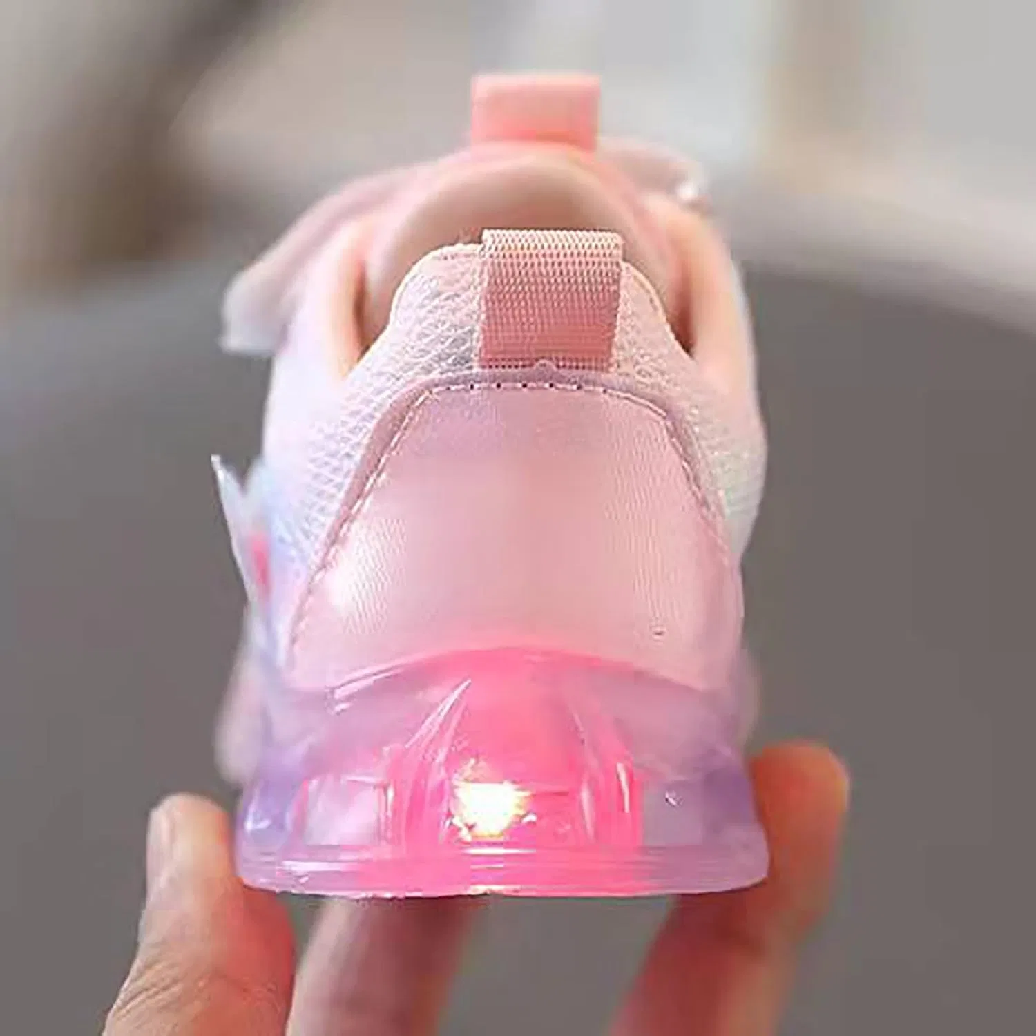 Детские кроссовки для девочек со светящейся подошвой, без шнурков, Pink — фото 4