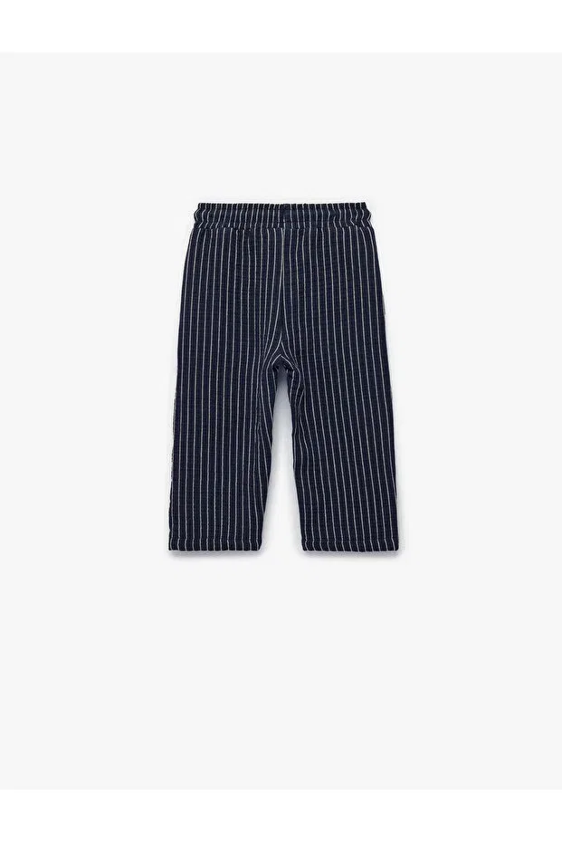 Детские брюки для девочек хлопковые с принтом Koton, Navy Blue Striped — фото 2