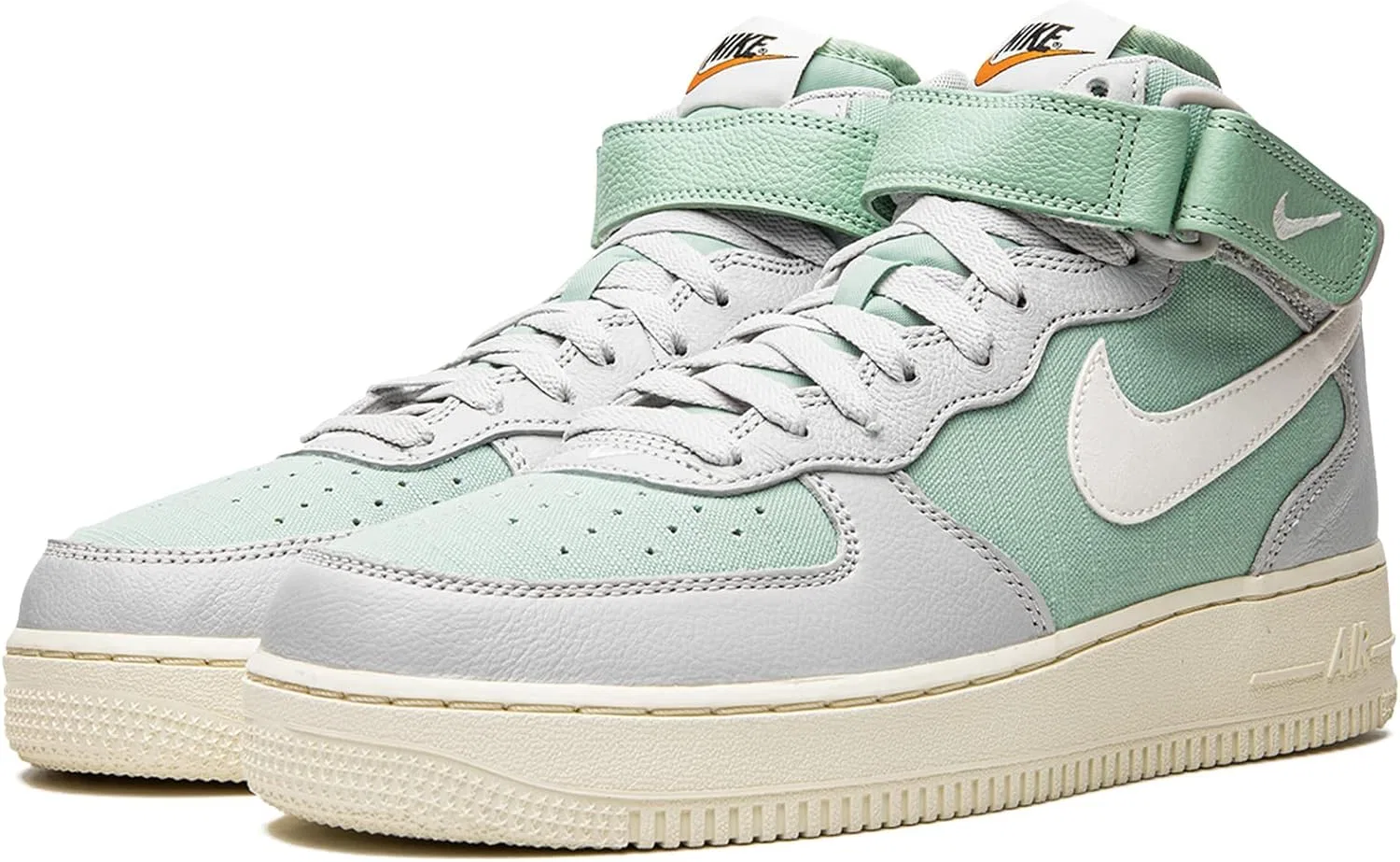 Детские кроссовки для мальчиков и девочек с кроссовками NIKE Air Force 1, Grey Fog Green Enamel Alpha Orange Sail — фото 3