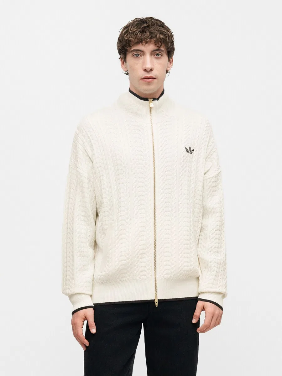 Вязаный кардиган ADIDAS ORIGINALS 'FIREBIRD' белого цвета — фото 2