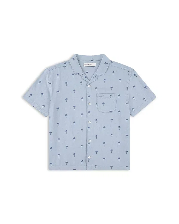 Детская рубашка для мальчиков с коротким рукавом Camp Shirt Abercrombie Kids, Blue Fog