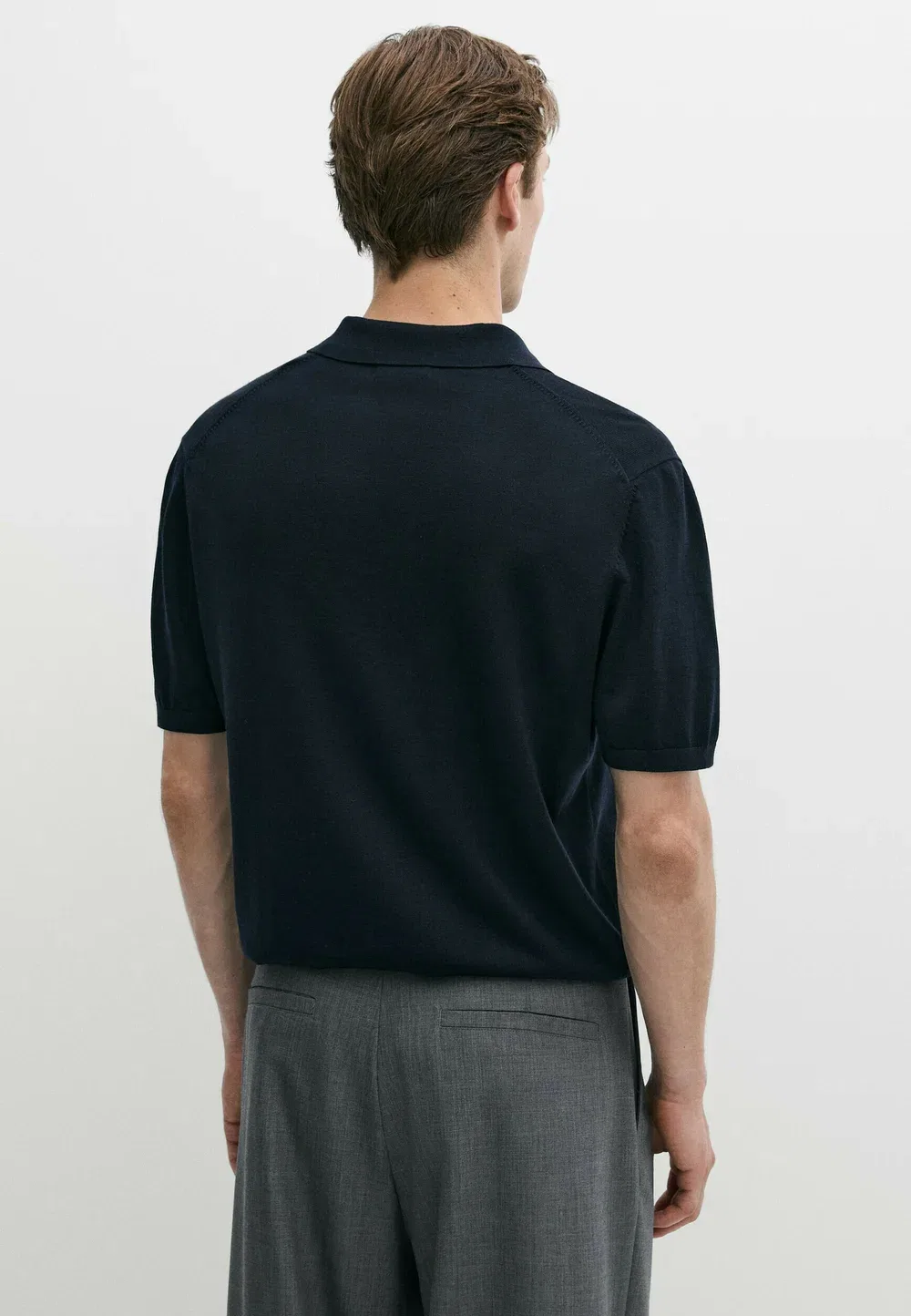 Рубашка-Поло из шерстяной смеси с застежкой-молнией - рубашка-поло Massimo Dutti, Dark Blue — фото 3