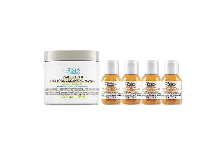 Набор для ухода за кожей с белой глиной и геранью Kiehl's, White Clay 125ml+Geranium Water 40ml*4