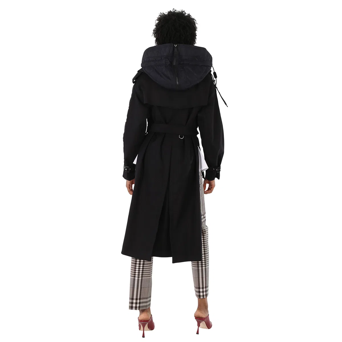 Пальто стеганое из нейлона и хлопка с отстегивающимся капюшоном Quilted Nylon And Cotton Coat With Detachable Hood Burberry, Black — фото 4
