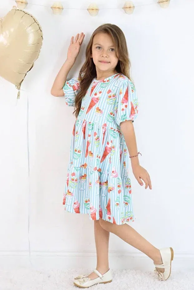 Детское платье для девочек с принтом Ice Cream Print Arbi Kids, Blue — фото 4