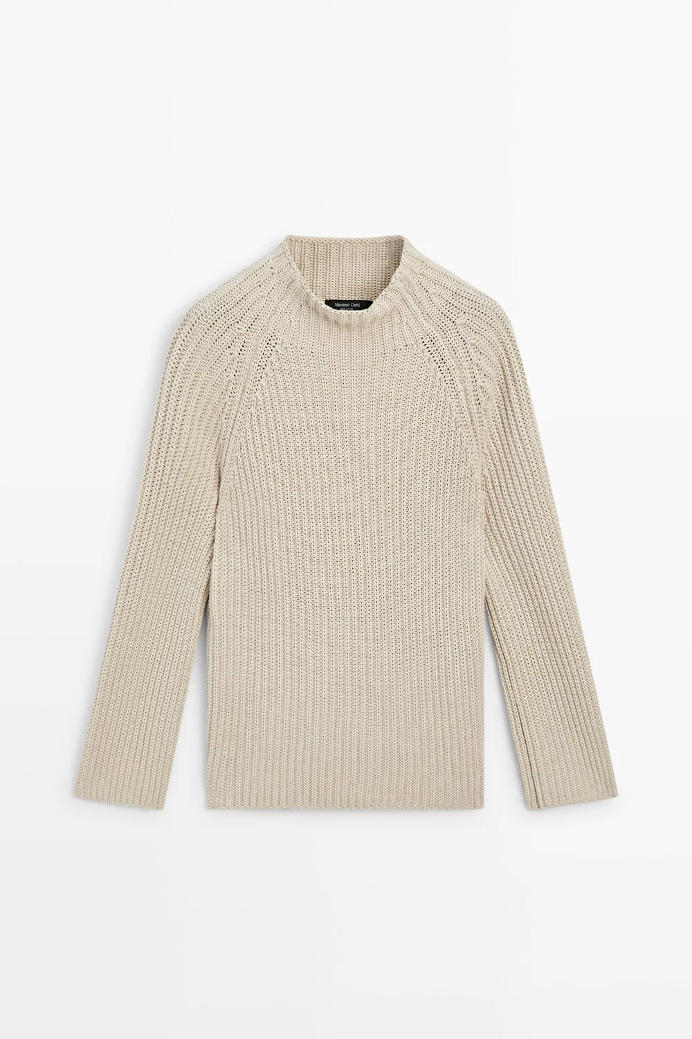 Свитер Massimo Dutti, изнаночная вязка из 100% хлопка, stone — фото 2