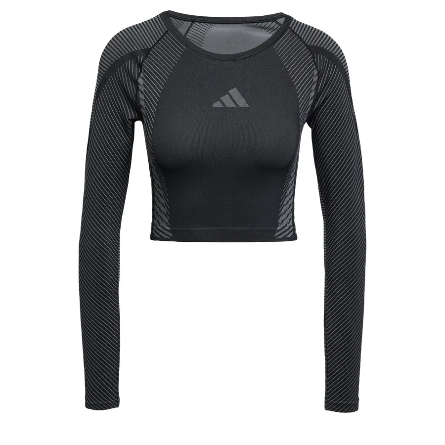 Спортивная футболка ADIDAS PERFORMANCE Performance Shirt 'Seamless Knitted Long Sleeve' черного цвета