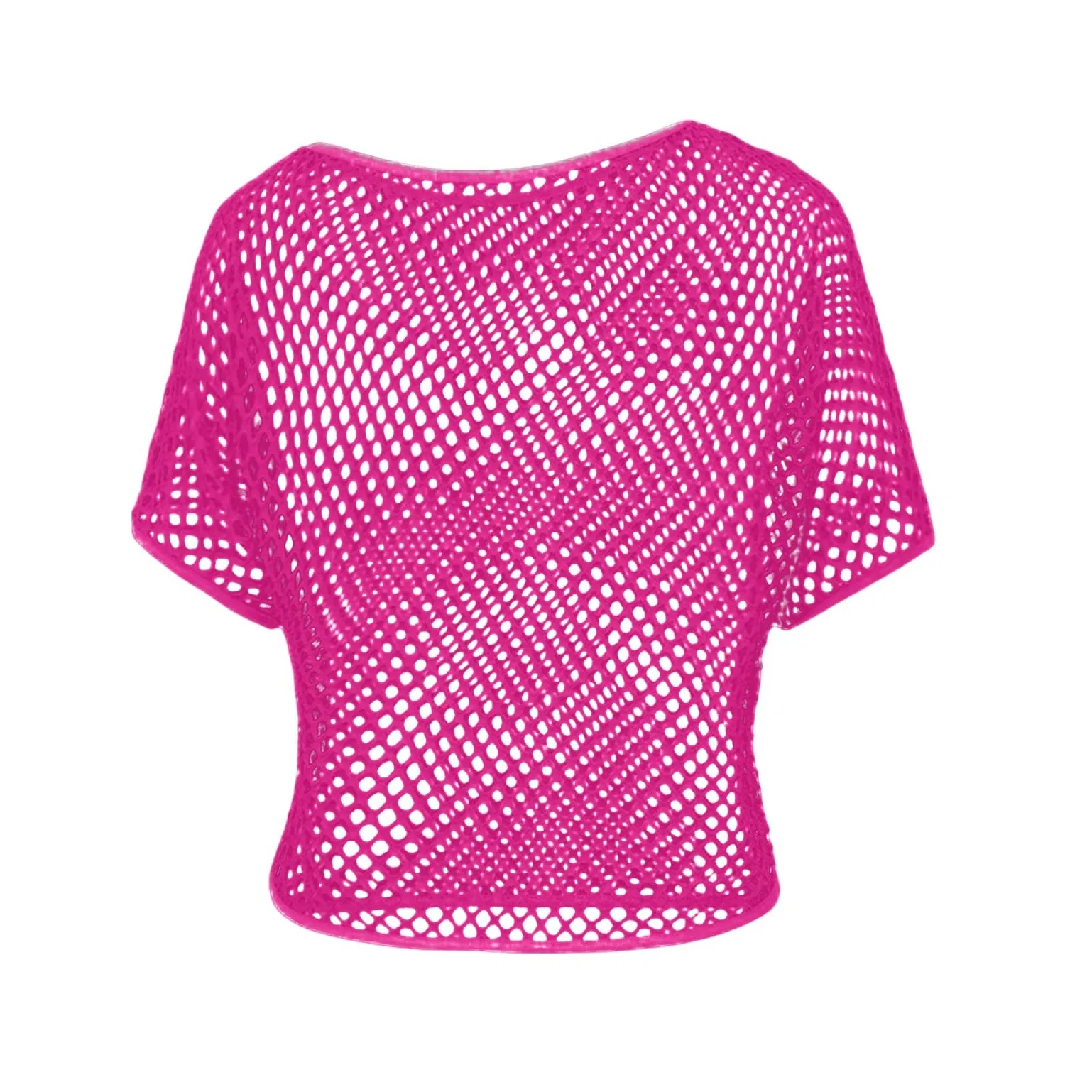 Женская блузка с коротким рукавом и сетчатым принтом, Hot Pink — фото 3