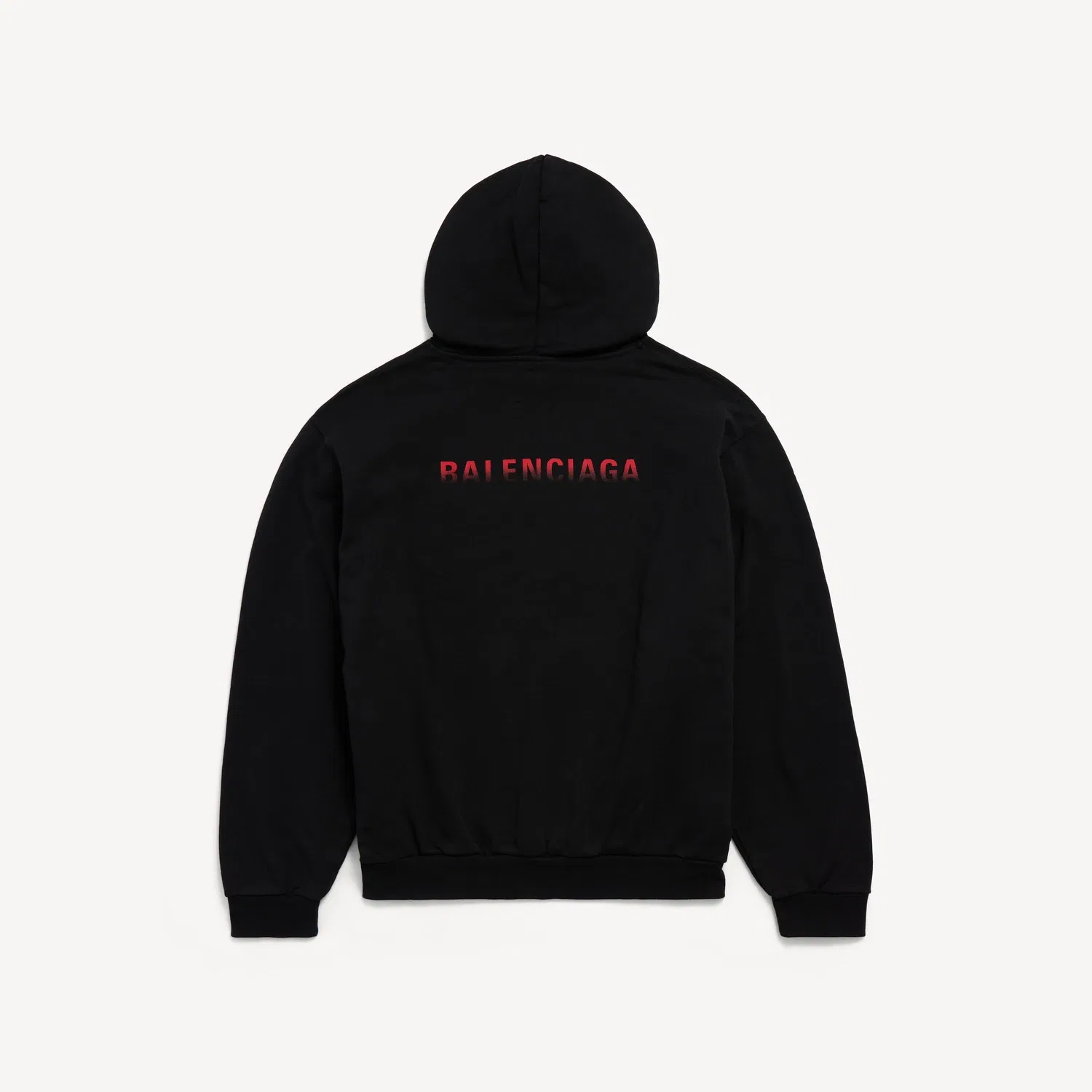 Мужское худи Balenciaga с градиентной спинкой и высоким воротником, черное, черный — фото 2