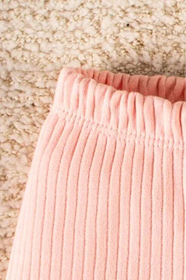 Детские леггинсы для девочек хлопковые Organic Cotton Ribbed Kids Leggings Baby Leggings Mai Perla, Light Pink — фото 3