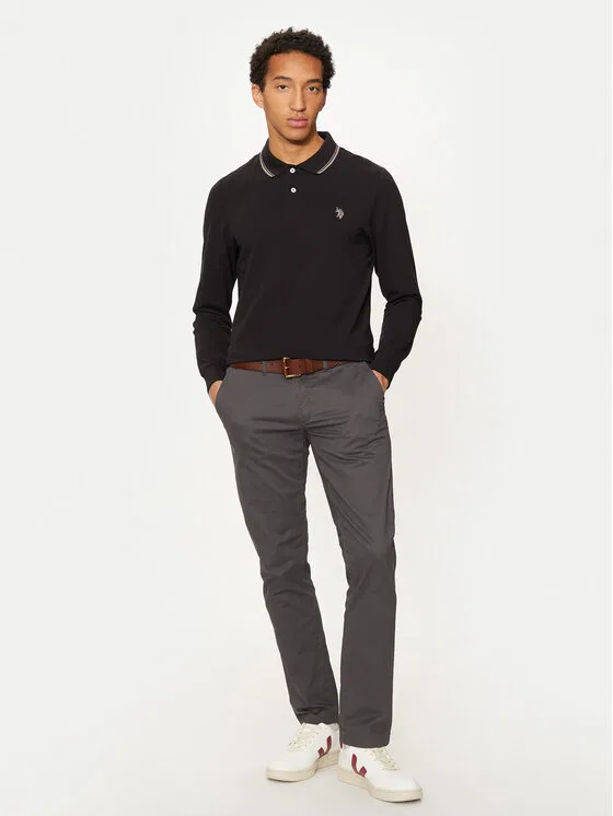 Поло regular fit U.S. Polo Assn., черный — фото 2