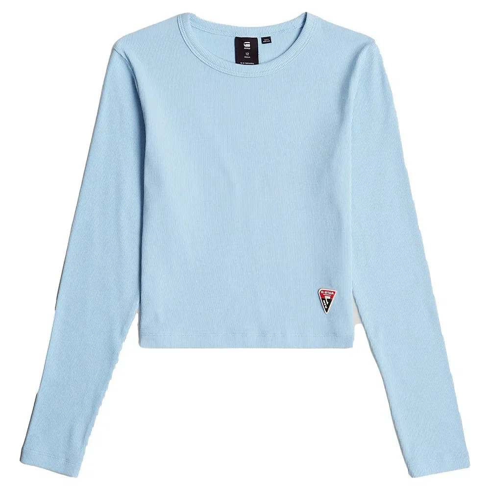 Детская футболка для девочек с длинным рукавом G-Star Slim Crop Long Sleeve T-Shirt, Blue — фото 3
