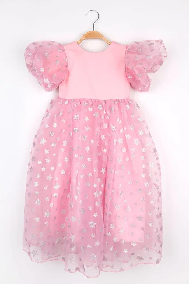 Детское платье для девочек с принтом Pink Star Tulle Skirt Girls Dress - Elsa Le Mabelle, Pink — фото 4