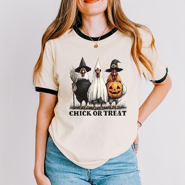 

Футболка Chick or treat с курочками на Хэллоуин Simply Sage Market, Vintage Black