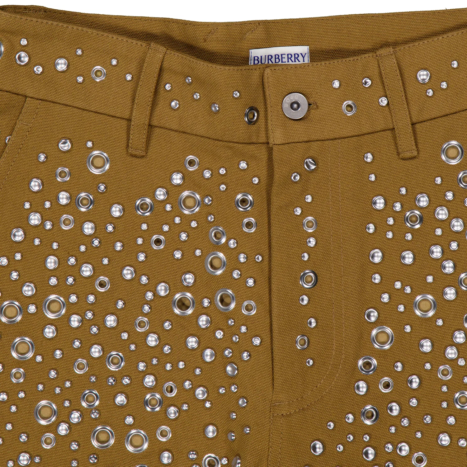 Брюки хлопковые с декором айлет Eyelet Embellished Cotton Trousers Burberry, Timber — фото 2