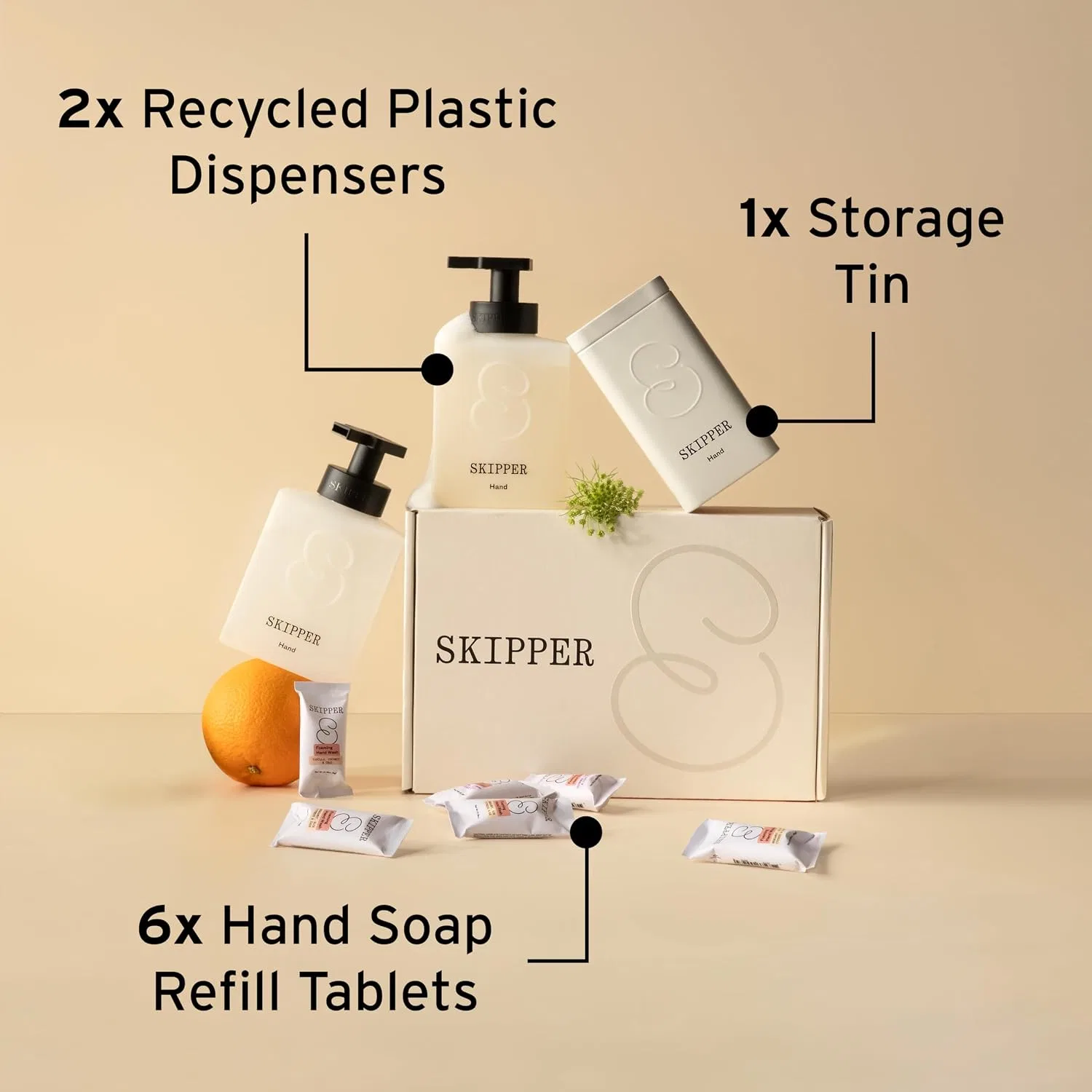 Набор для рук Skipper Duo Set, 2 диспенсера + 6 таблеток + банка, ассорти Tirtyl — фото 3
