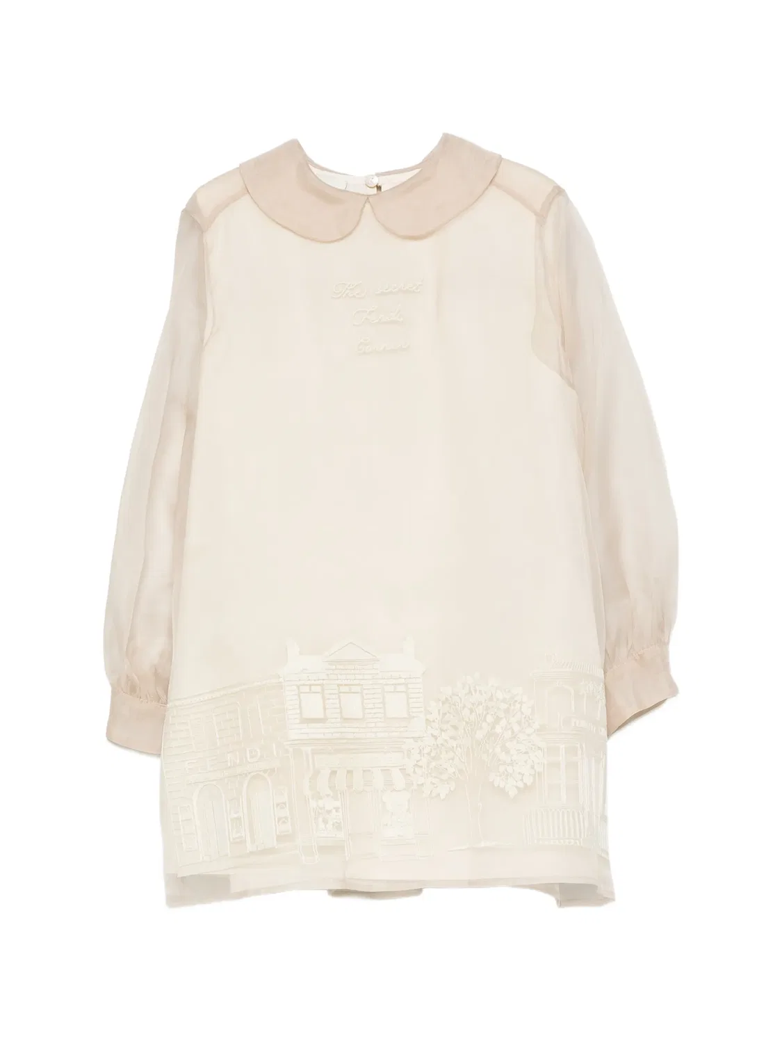 Платье с вышивкой Fendi Kids, нейтральные цвета