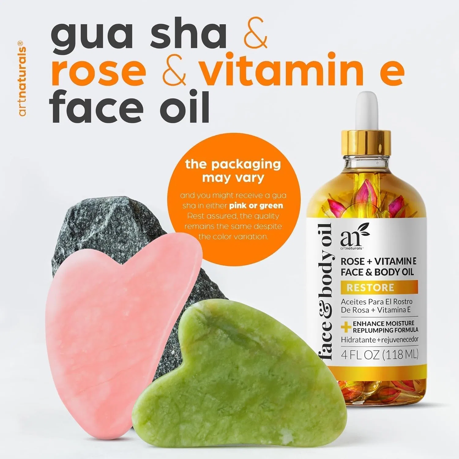 Масло для лица и тела с витамином E и набор для гуаша, Artnaturals, 4 oz — фото 3