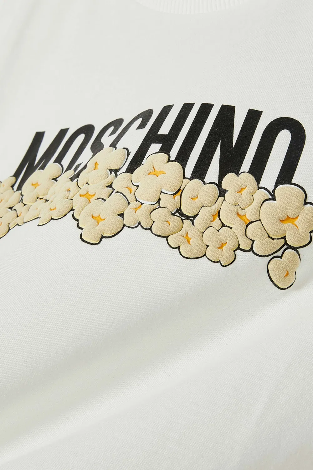 Футболка хлопковая с принтом попкорн и логотипом Moschino, белый — фото 2