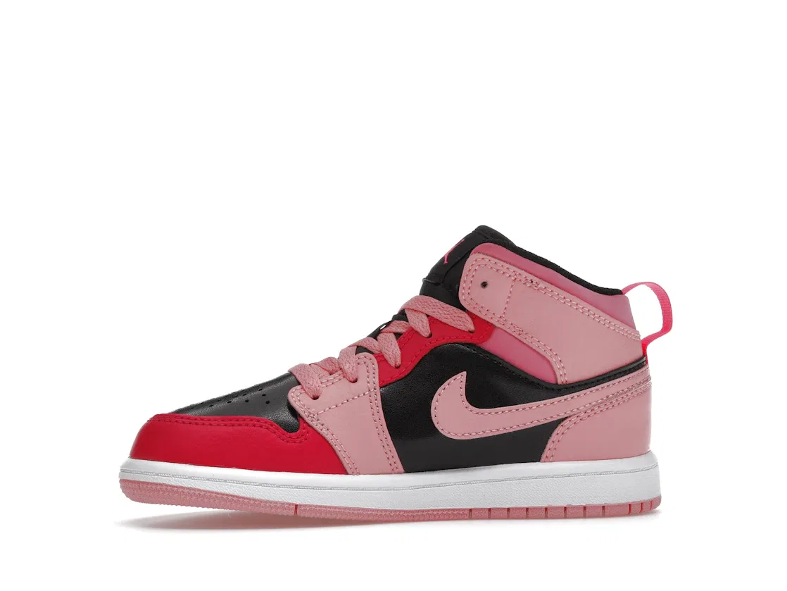 Детские кроссовки для мальчиков с контрастными деталями Jordan 1 Mid Coral Chalk Jordan, Coral Chalk/Rush Pink/Black/Pinksicle — фото 3