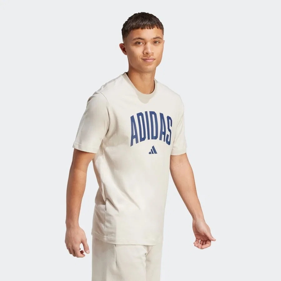 Мужская футболка из хлопка Collegiate T adidas, Бежевый — фото 3