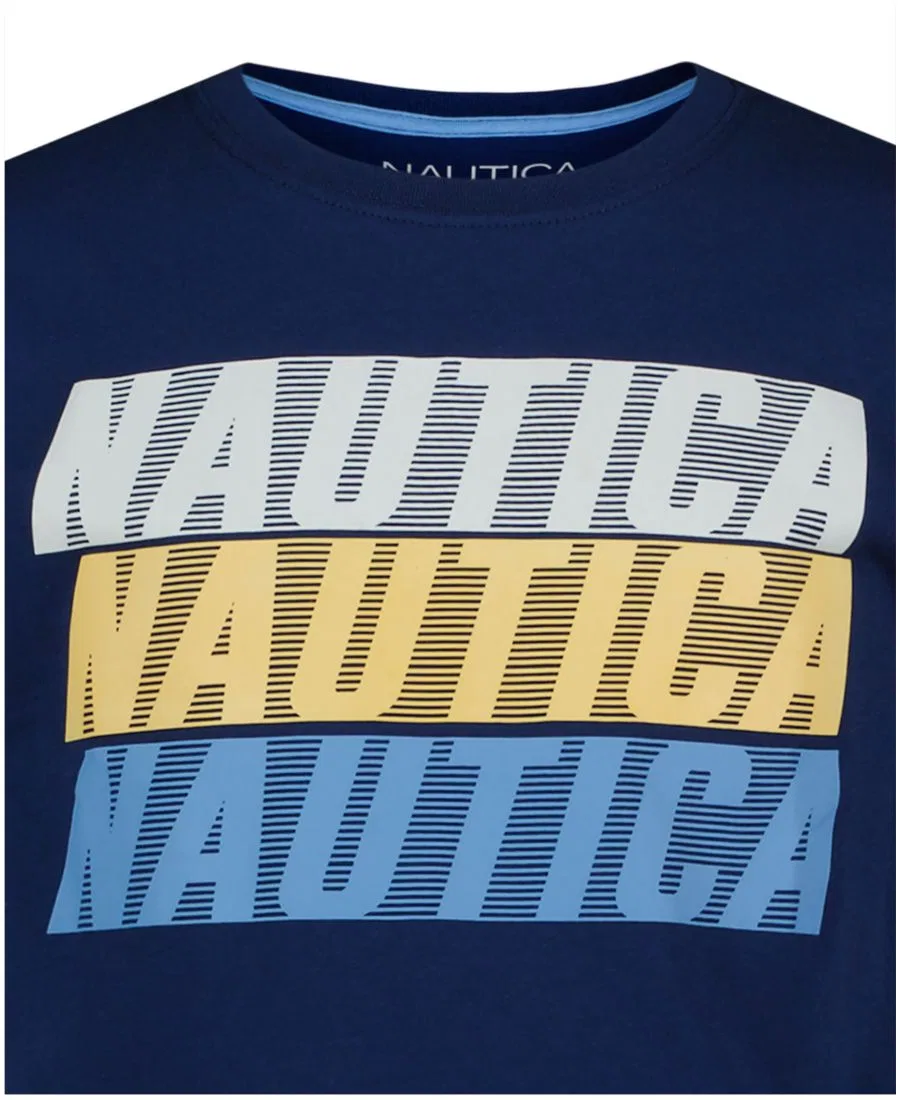 Детская футболка с коротким рукавом и принтом Nautica, Estate Blue — фото 4