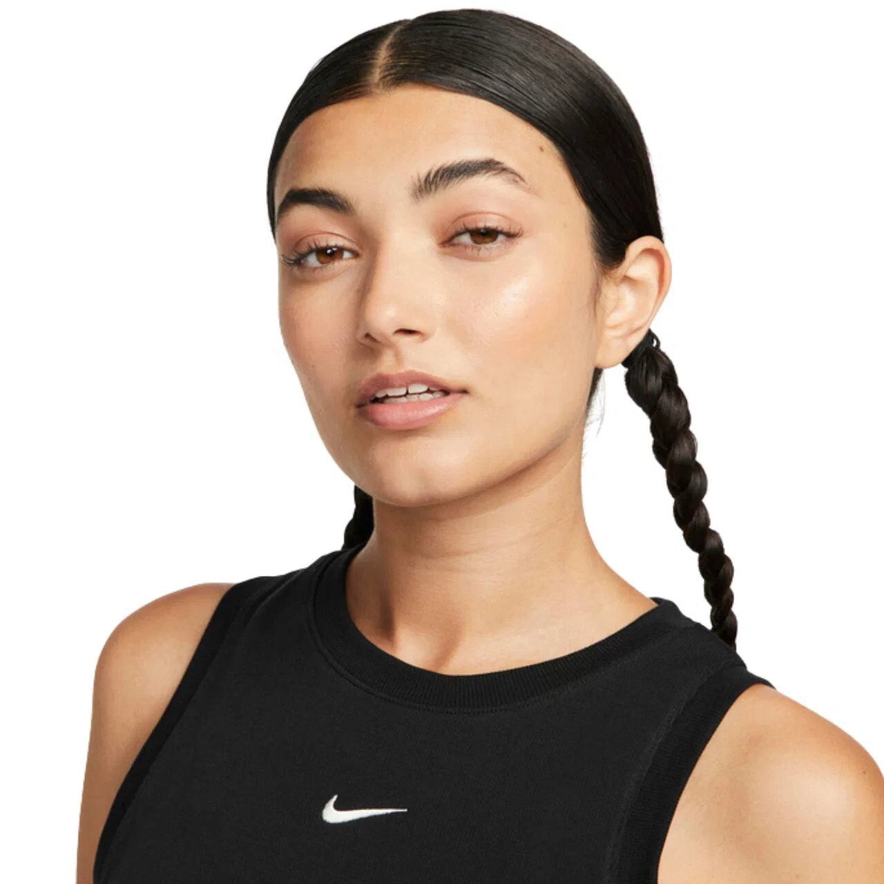 Женская хлопковая укороченная футболка Nike, WEISS — фото 3