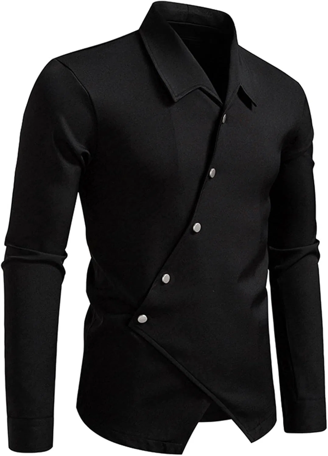 Мужская рубашка на пуговицах с длинным рукавом, Slim Fit, чёрный — фото 3