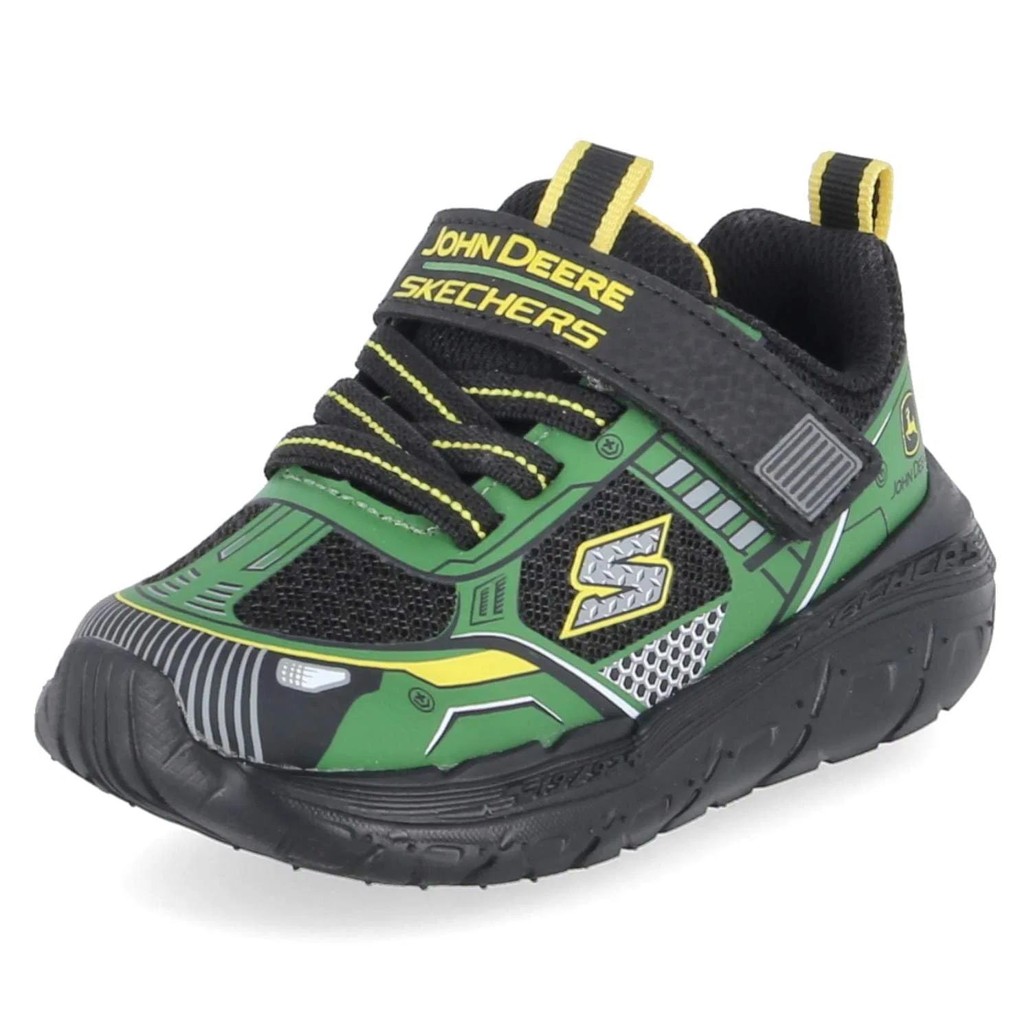 Детские кроссовки для мальчиков с максимальной амортизацией Skechers Arch Fit, Green Synthetic Black Textile Yellow Trim — фото 2